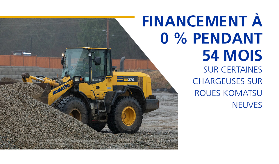 Financement à 0 % sur les chargeurs sur roues Komatsu neufs