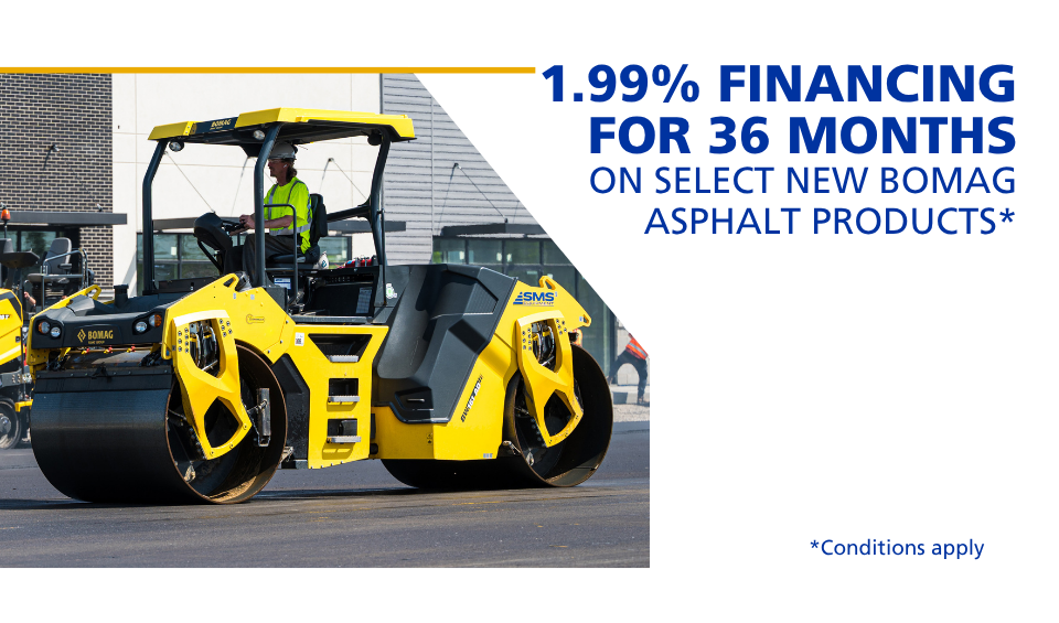 1.99% financing for 36 months on select new BOMAG asphalt equipment