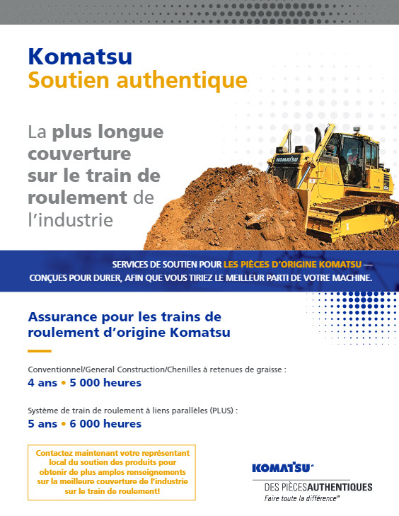 Assurance pour les trains de roulement d’origine Komatsu